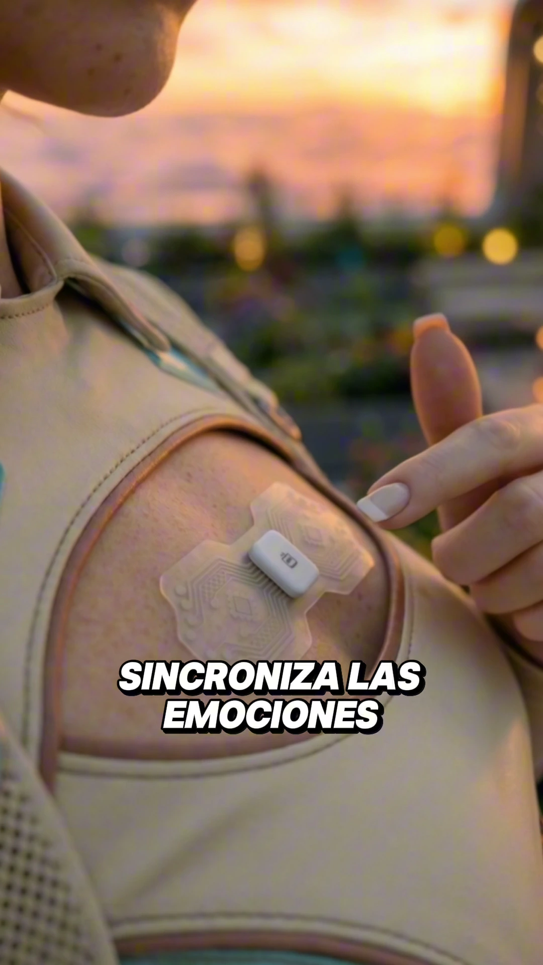 Collective Empathy Patch — emotional patch worn on the shoulder, still from the final video
